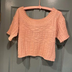 Etcetera vintage pink knit cropped top